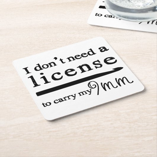 9mmクロチェットフックライセンス・クラフツ・グラス・コースター スクエアペーパーコースター (アングル)