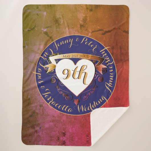 9thテラコッタラピスラズリ結婚の記念日 シェルパブランケット (正面)