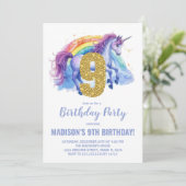 9thレインボーユニコーン誕生日招待状 招待状 (スタンド正面)