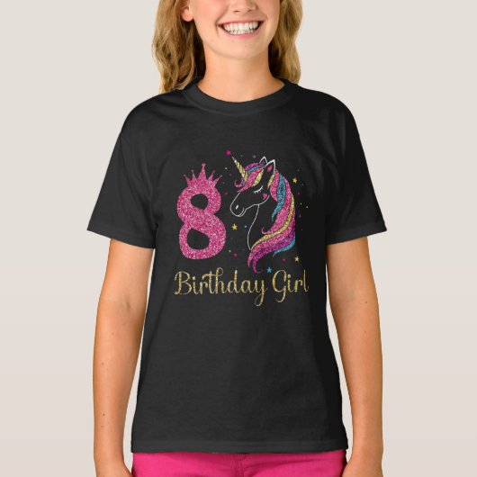 9th女の子誕生日ユニコーン，誕生日ユニコーン， tシャツ (正面)