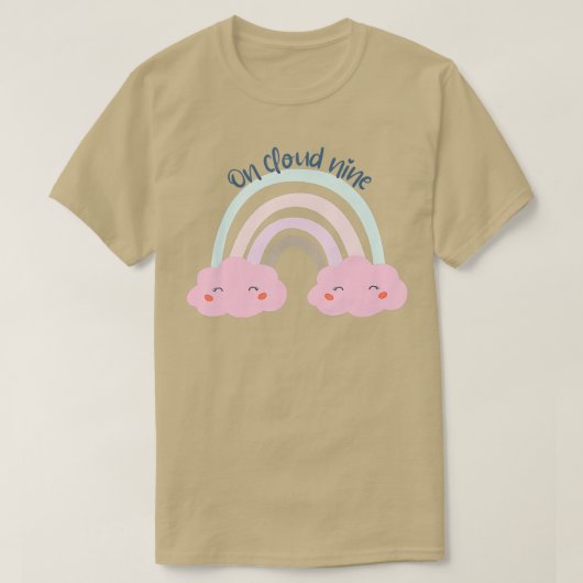 9th誕生日ガールレインボーオンクラウドナイン tシャツ (デザイン正面)