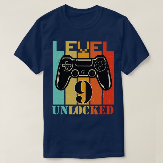 9th誕生日ゲームゲーマーレベルのロック解除レベル tシャツ (デザイン正面)
