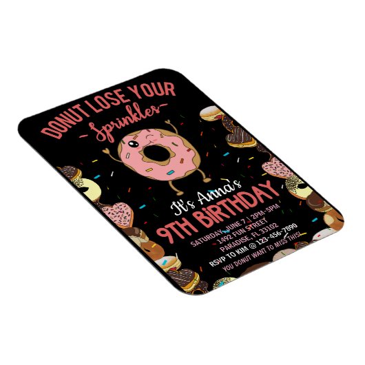 9th誕生日ドーナツあなたの散弾女の子を失うInvite マグネット (右側)