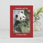 9th誕生日パーティー、名前、ジャイアントパンダ赤 招待状 (スタンド正面)