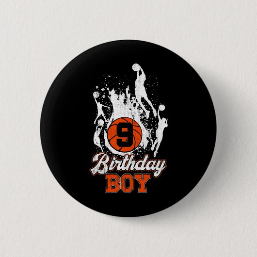 9th誕生日ビスケットビルテーマ誕生日ボーイ9yrsオル 缶バッジ (正面)