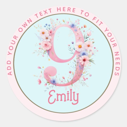 9th誕生日フェアリーフローラピンクプリンセスフェアリータリー ラウンドシール (正面)