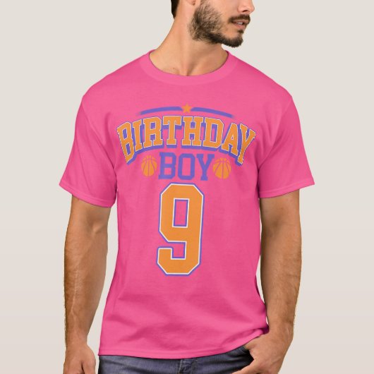 9th誕生日ボーイバスケットボール恋人9歳Bday Tシャツ (正面)
