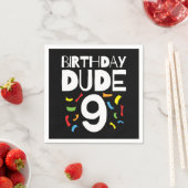 9th誕生日9歳オールドボーイパーティー誕生日Dude 9 スタンダードカクテルナプキン (インサイチュ)