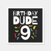 9th誕生日9歳オールドボーイパーティー誕生日Dude 9 スタンダードカクテルナプキン (正面)