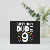 9th誕生日9歳オールドボーイパーティー誕生日Dude 9 ポストカード (スタンド正面)