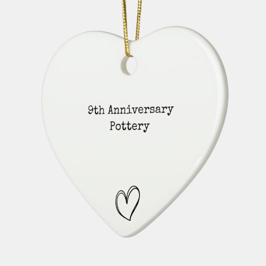 9th陶器周年記念シンプル酒シックハート セラミックオーナメント (左)