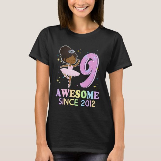 9th Bday Awesome Since 2012 Melanin Pride African  Tシャツ (正面)