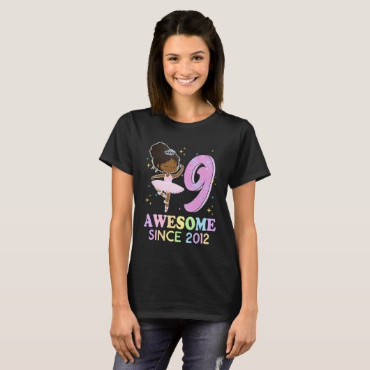 9th Bday Awesome Since 2012 Melanin Pride African Tシャツ (正面フル)