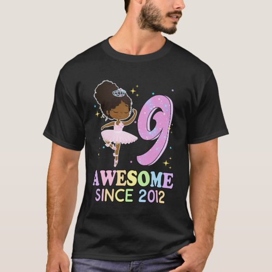 9th Bday Awesome Since 2012 Melanin Pride African  Tシャツ (正面)