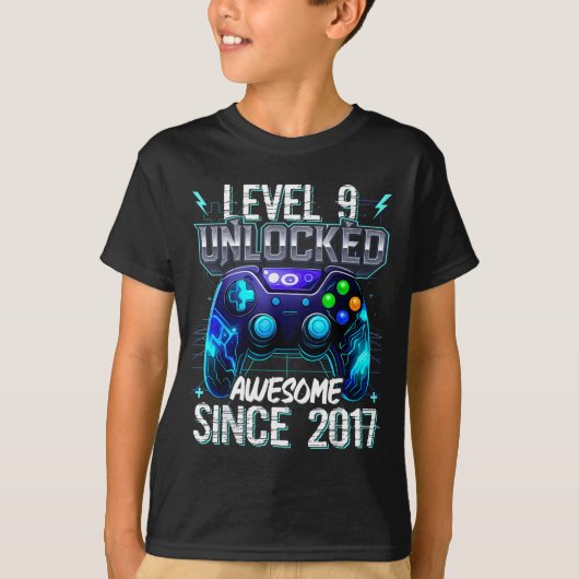 9th Birthday Boy Level 9 Gamer 9 Year Video Game P Tシャツ (正面)