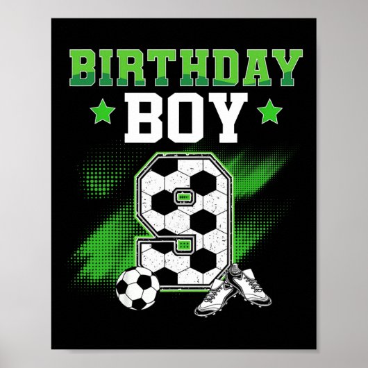 9th Birthday Boy Soccer 9 Year Old Sport 9yr Boys  ポスター (正面)