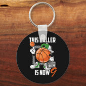 9th Birthday Bysketbyll Player Fun 9 Years Old Kid キーホルダー (正面)
