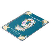 9th Birthday Flower Teal Photo Yellow Guest Book ノートブック (左側)