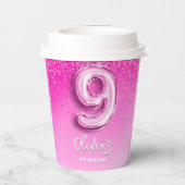 9th Birthday Gir - with Pink Number Balloon 紙コップ (裏面)