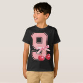 9th Birthday Girl Cherry Coquette Bow 9 Year Old G Tシャツ (正面フル)