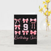 9th Birthday Girl Coquette Bow Nk Floral Toile 9 Y カード (黄色い花)