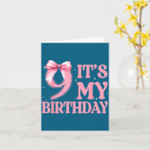 9th Birthday Girl Coquette Nk Bows 9 Year Old Birt カード (黄色い花)