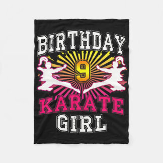 9th Birthday Girl - Karate 9 Years Old  フリースブランケット