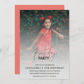 9th birthday invitation誕生日パーティー写真グレー 招待状 (正面/裏面)