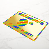 9th Birthday Party —おもしろい, Rainbow Spectrum "9" 箔招待状 (回転した状態)