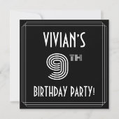 9th Birthday Party:アールデコスタイル(名前をカスタムする付) 招待状 (正面)
