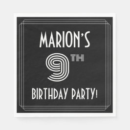 9th Birthday Party:アールデコスタイル+名前をカスタムする スタンダードランチョンナプキン