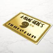 9th Birthday Party —アールデコスタイル「9」 & Name 箔招待状 (回転した状態)