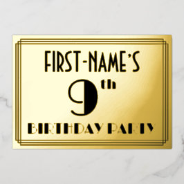 9th Birthday Party —アールデコ検索「9」 +名前 箔招待状