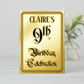 9th Birthday Party – スクリプエレガントト+名前をカスタムする 箔招待状 (立ち正面)