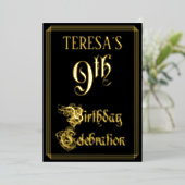 9th Birthday Party – スクリプファンシートと名前をカスタムする 箔招待状 (立ち正面)