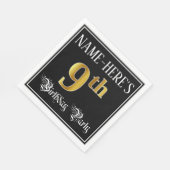 9th Birthday Party – スクリプファンシート、フェイク金ゴールド・ルック スタンダードランチョンナプキン (角)