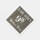 9th Birthday Party — ファンシー Script, フェイク Wood Look スタンダードランチョンナプキン (角)