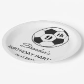 9th Birthday Party Soccer White Boys Sports ペーパープレート (アングル)
