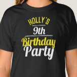 9th Birthday Party Tシャツのお祝い Tシャツ<br><div class="desc">9祝歳の誕生日パーティーへ。「誕生日パーティー」を開催している人のために設計！誕生日パーティーお祝いのTシャツと年齢。バースデーパーティーシャツ。その人の名前を追加するパーティー。子供の誕生日パーティーTシャツ。</div>