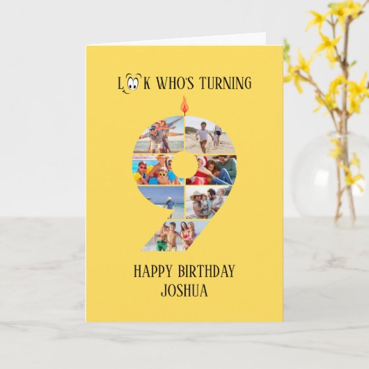 9th Birthday Photo Card カード (黄色い花)