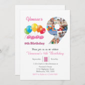 9th birthday photo collage number 9女の子 招待状 (正面/裏面)