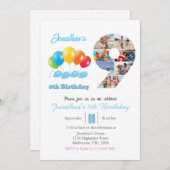 9th birthday photo collage number 9 Boy 招待状 (正面/裏面)