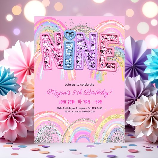 9th Birthday Rainbow Invitation 招待状