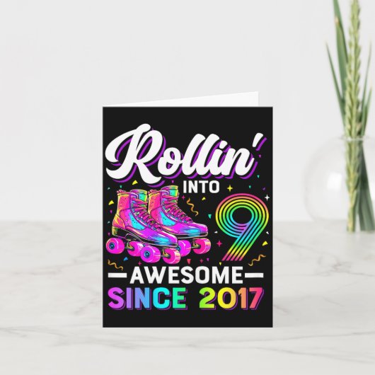 9th Birthday Shirt Girl Nine 9 Year Old Roller Ska カード (正面)