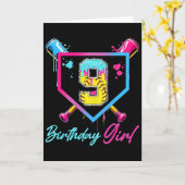 9th Birthday Softll Ice Cream Drip 9 Year Old Bday カード (黄色い花)