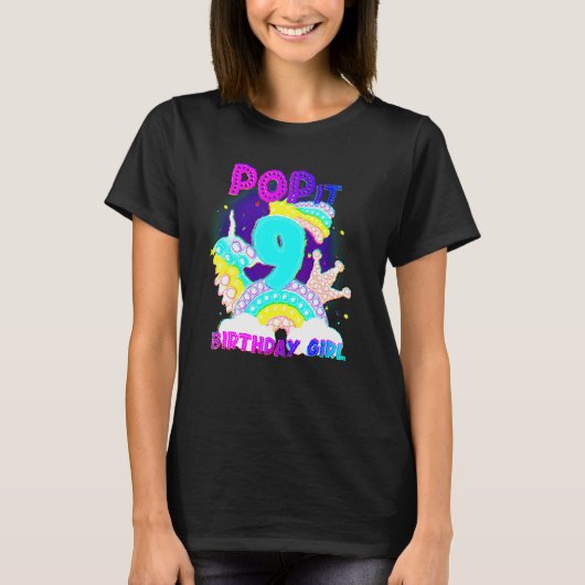9th Birthday Unicorn Fidget Pop It Birthday Girl K Tシャツ (正面)