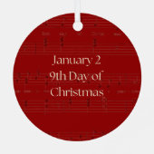 9th Day of Christmas Nine Ladies Dancing メタルオーナメント (裏面)