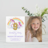 9th Rainbow Unicorn誕生日招待状写真 招待状 (スタンド正面)