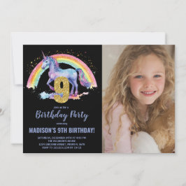 9th Rainbow Unicorn誕生日招待状写真 招待状