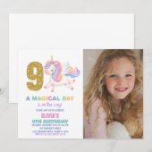 9th Rainbow Unicorn誕生日招待状w photo 招待状 (正面/裏面)